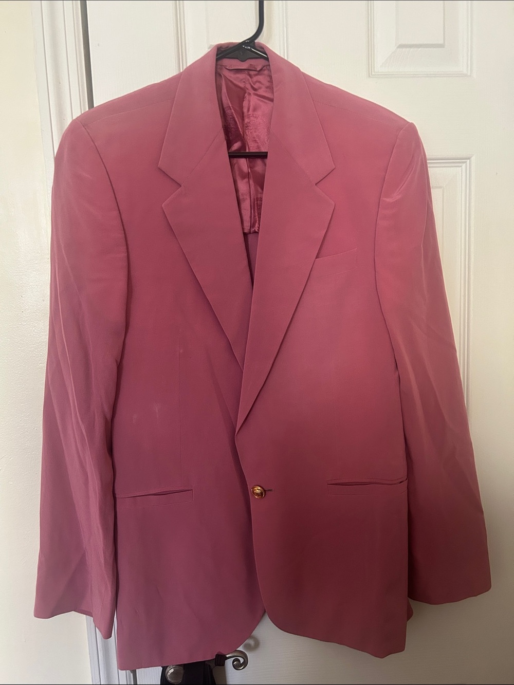 Versace Men's Single-Button Rose Pink Silk Blazer